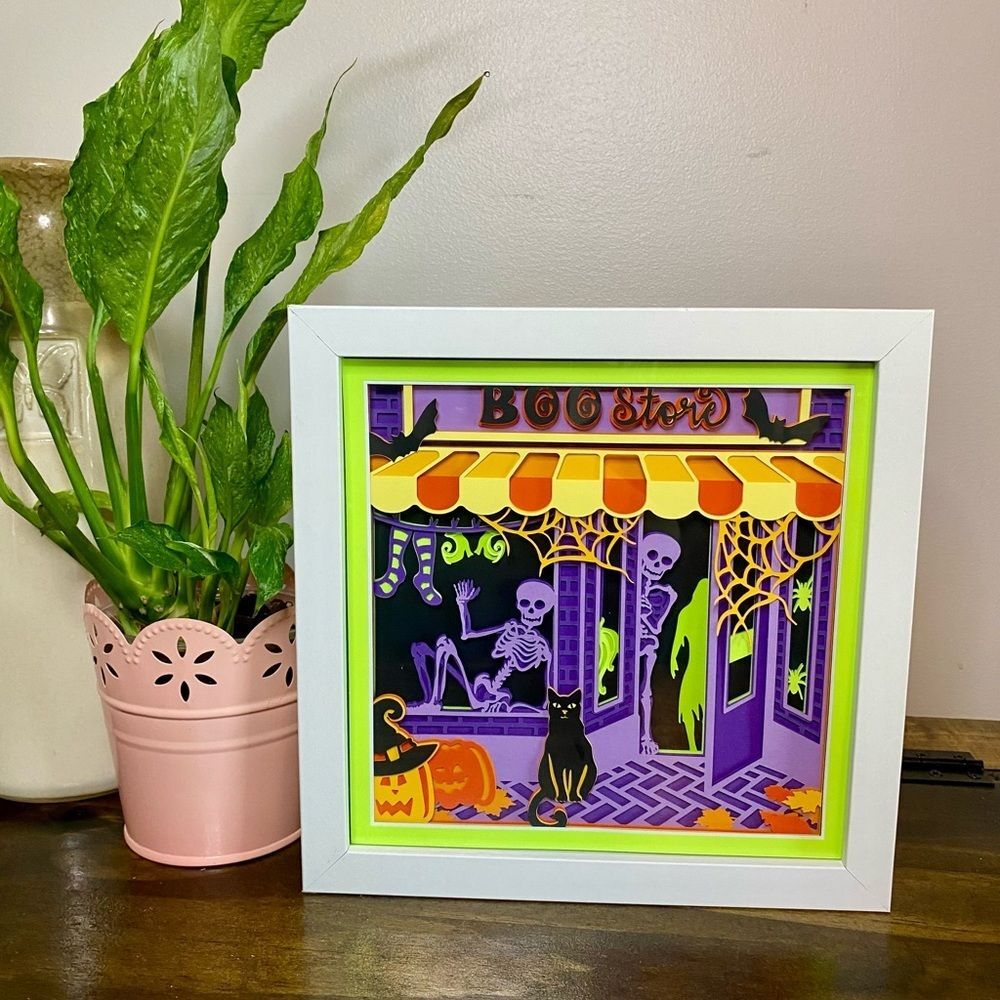 3D Halloween Boo Store Shadowbox